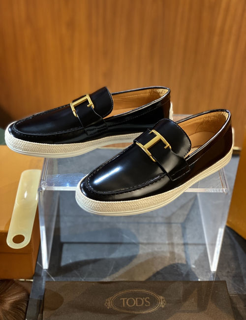Tods Raffia Cotton Leather Casual Shoes