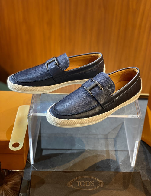 Tods Raffia Cotton Leather Casual Shoes