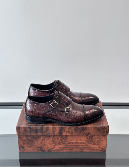 Stefano Ricci Premium Crocodile Pattern Casual Leather Shoes