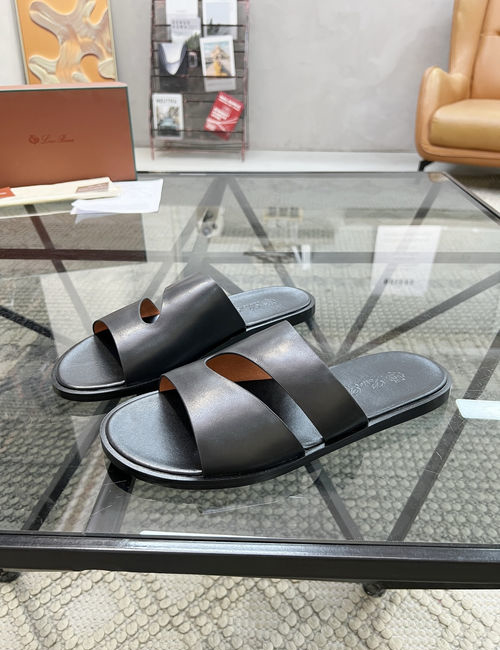 Loro Piana LP Slippers Cowhide Upper Original Sole Comfortable