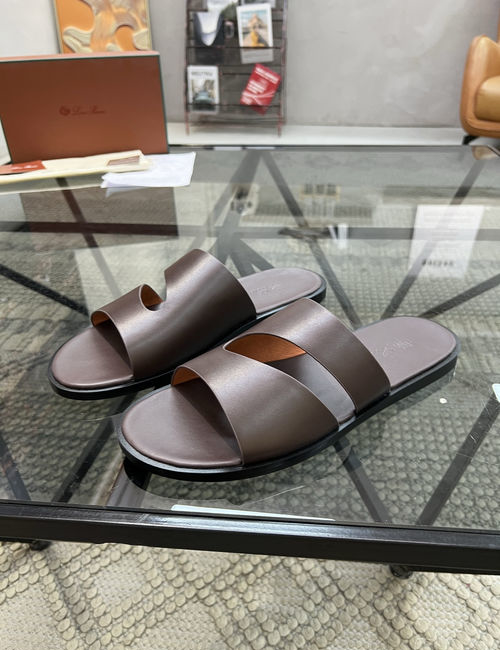 Loro Piana LP Slippers Cowhide Upper Original Sole Comfortable