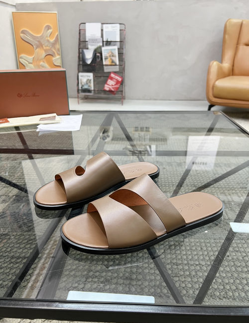 Loro Piana LP Slippers Cowhide Upper Original Sole Comfortable