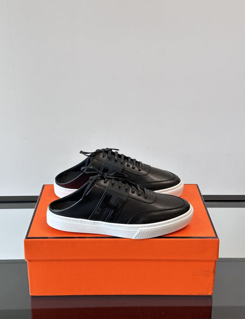 Hermes Calfskin Platform Mules With Original Sole