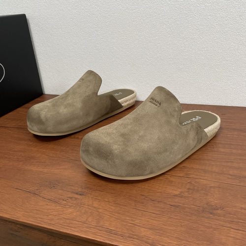 Prada Suede Leather Slip-On Mules