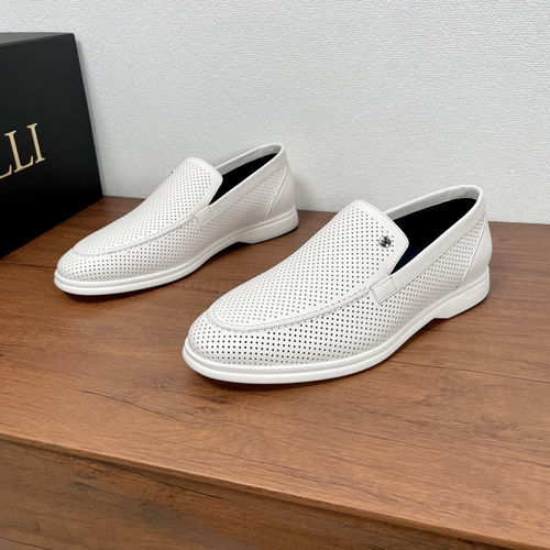 Zilli White Perforated Leather Loafers
