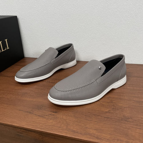 Zilli Perforated Leather Loafers Light Grey