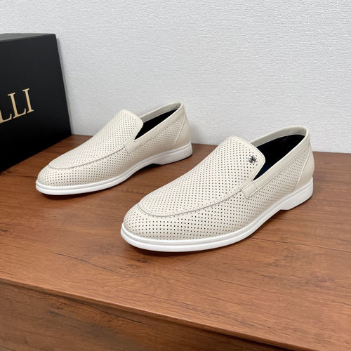 Zilli Beige Perforated Leather Loafers