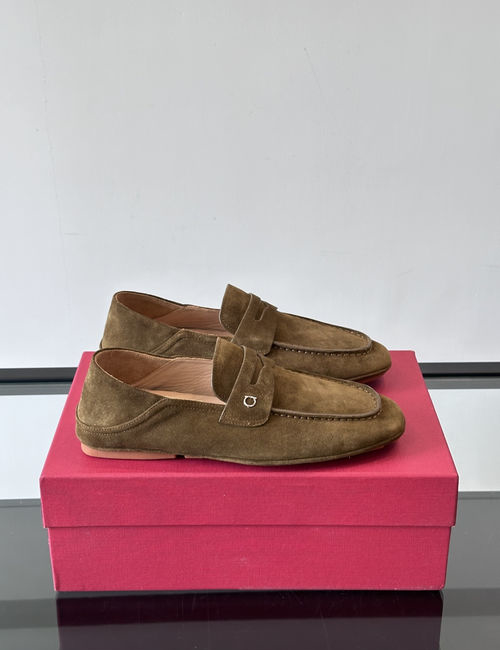 Ferragamo Premium Cowhide Driving Shoes Non-slip Sole