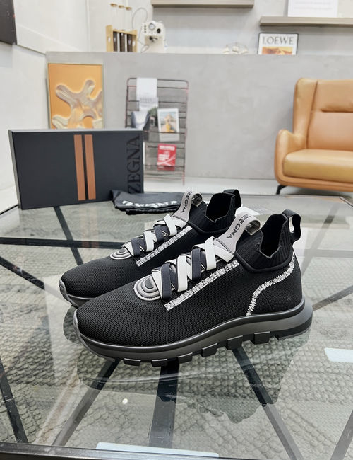 Zegna Knit Fabric Slip On Casual Sneakers