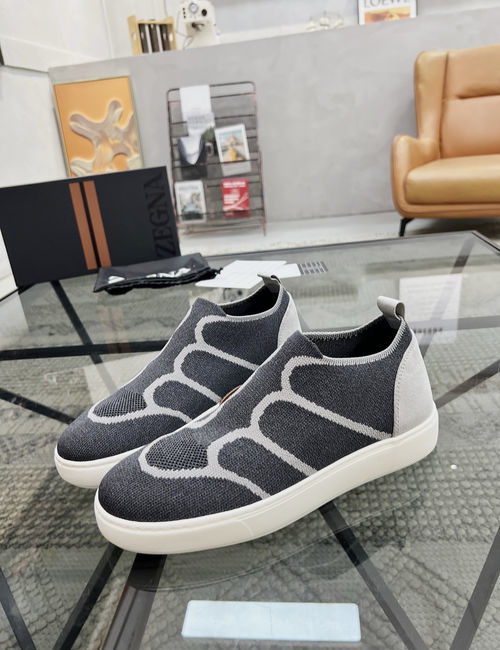 Zegna Knit Fabric Slip On Casual Sneakers
