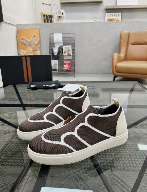 Zegna Knit Fabric Slip On Casual Sneakers
