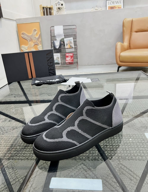 Zegna Knit Fabric Slip On Casual Sneakers