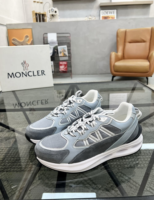 Moncler Stitched Leather Mesh Casual Sneakers