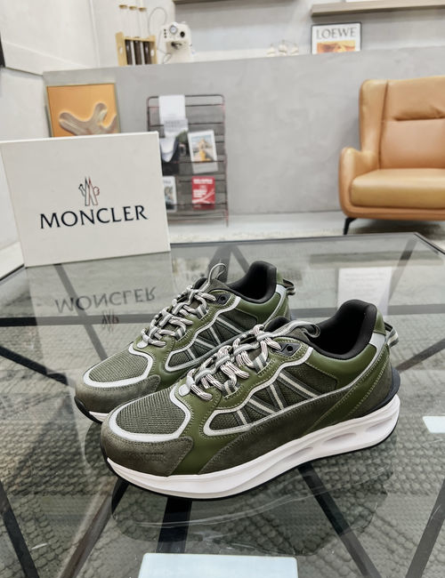 Moncler Stitched Leather Mesh Casual Sneakers