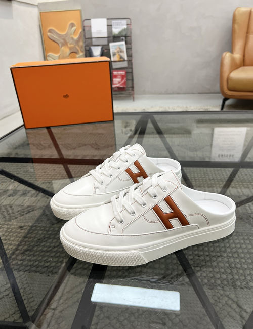 Hermes Cowhide Casual Slide Shoes
