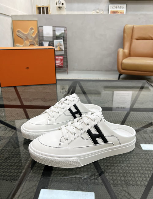 Hermes Cowhide Casual Slide Shoes