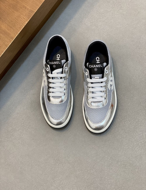 Chanel Color-block Mesh Sneakers Reflective Trim Breathable Lining