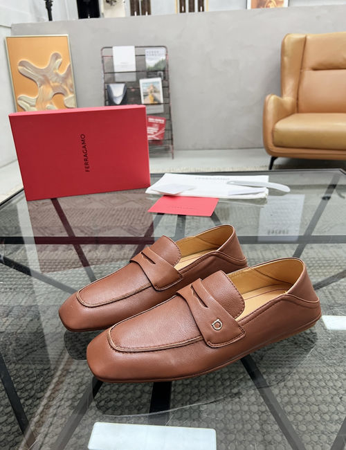 Ferragamo Leather Driving Loafers Lightweight Sole