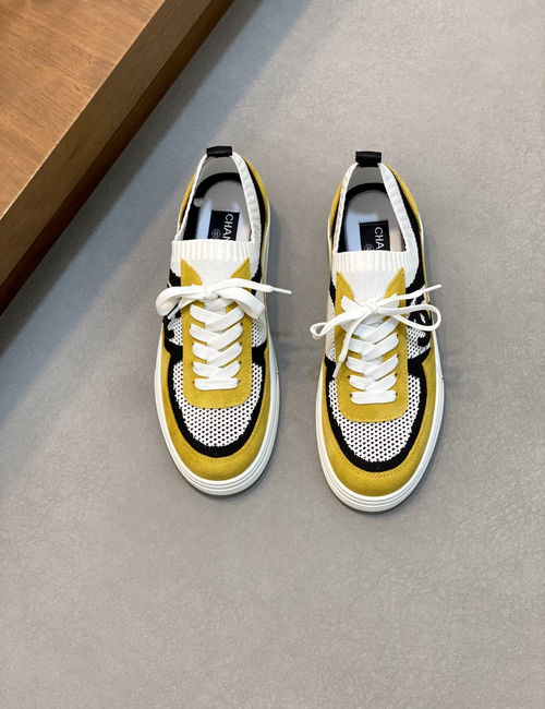 Chanel Color-block Mesh Sneakers Reflective Trim Breathable Lining