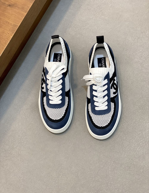 Chanel Color-block Mesh Sneakers Reflective Trim Breathable Lining