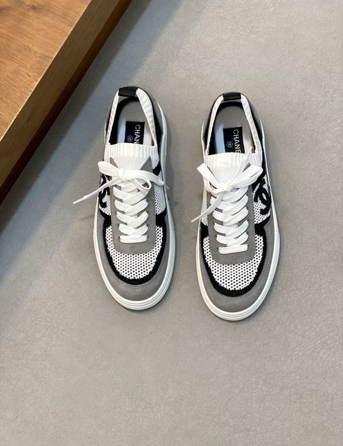Chanel Color-block Mesh Sneakers Reflective Trim Breathable Lining
