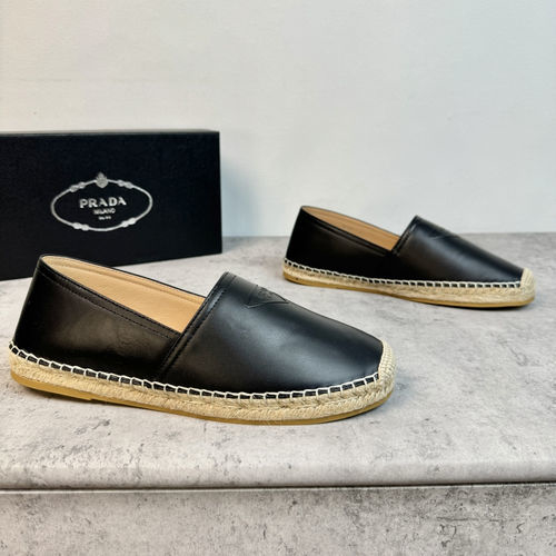 Prada Leather Woven Espadrille Shoes