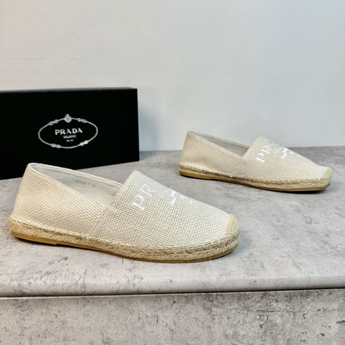 Prada Classic Raffia Espadrilles Beige