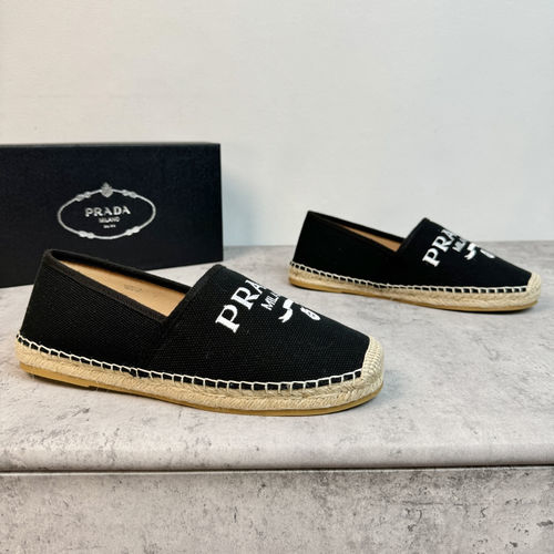 Prada Classic Raffia Espadrilles Black