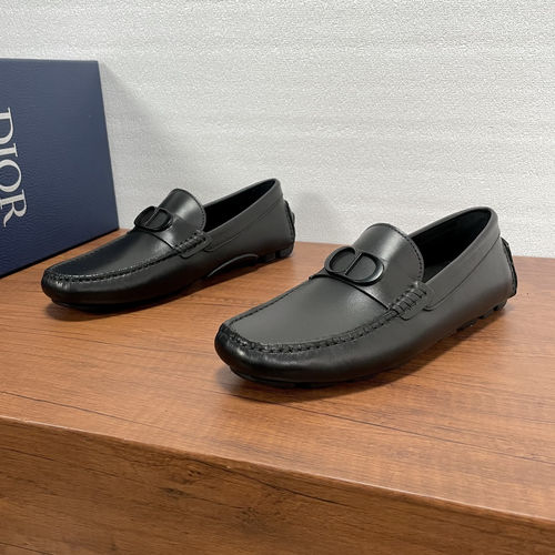 Christian Dior CD Slip-On Loafers Black Cow Leather