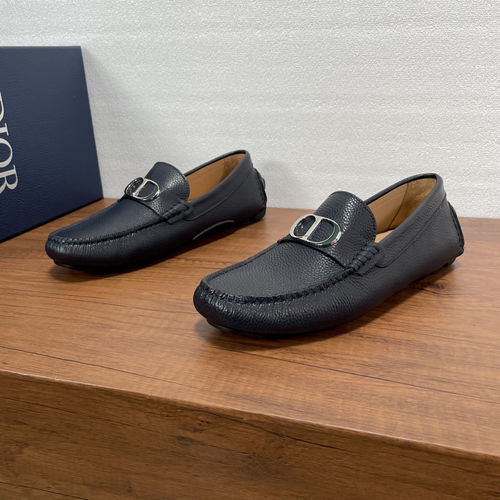 Christian Dior CD Blue Litchi Grain Loafer With CD Buckle