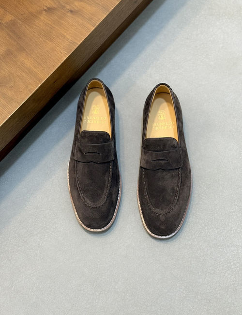 Brunello Cucinelli BC Slip-on Suede Leather Loafers