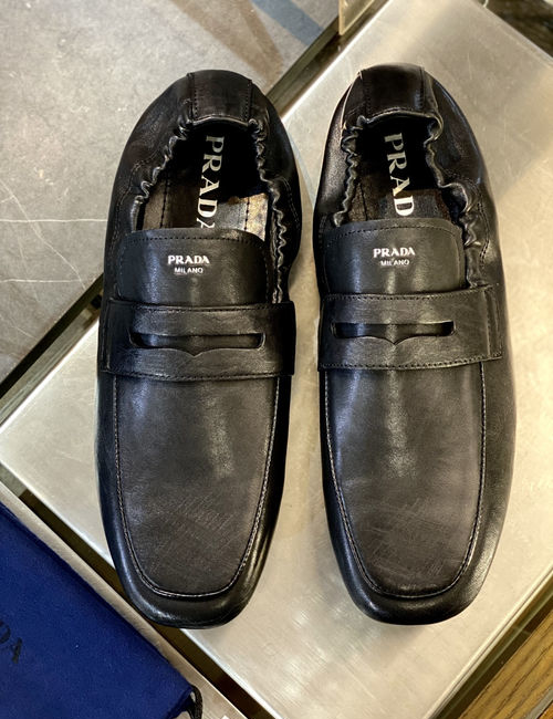 Prada Leather Loafers With Rubber Sole