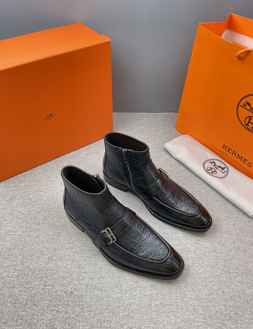 Hermes Genuine Leather Ankle Boots