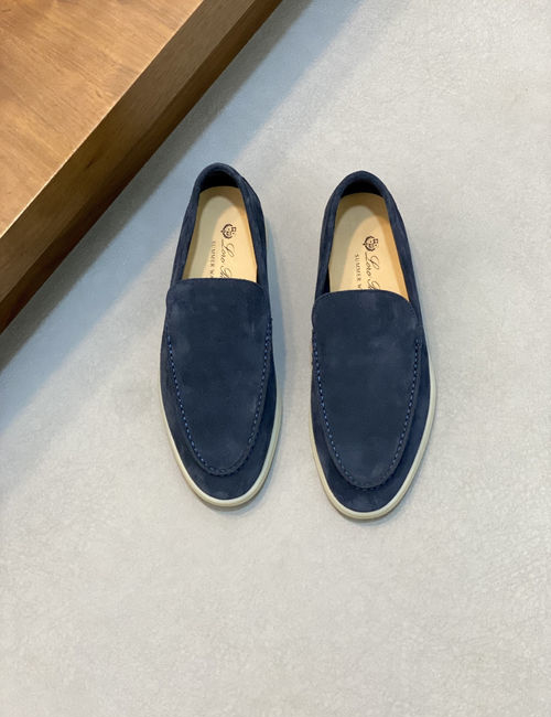 Loro Piana LP Couple Suede Leather Slip-on Loafers