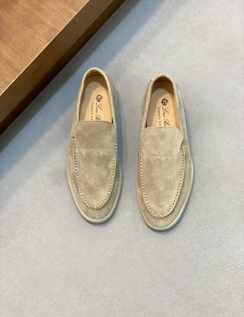 Loro Piana LP Couple Suede Leather Slip-on Loafers