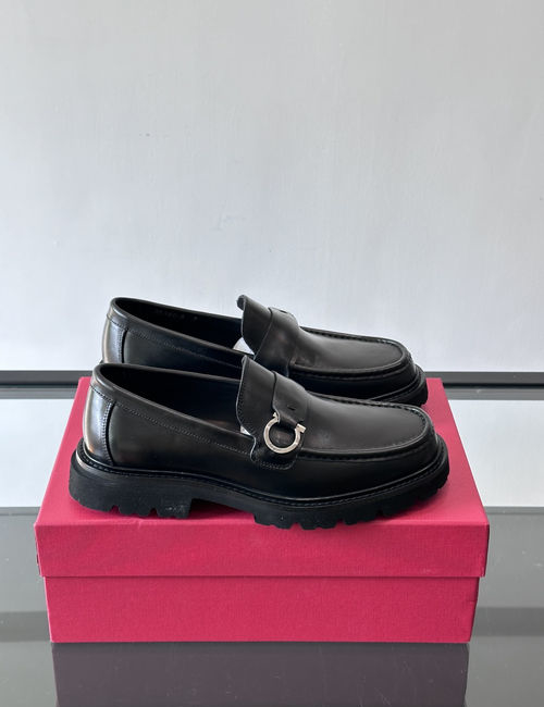 Ferragamo Genuine Leather Dress Shoes With Non-slip Soles