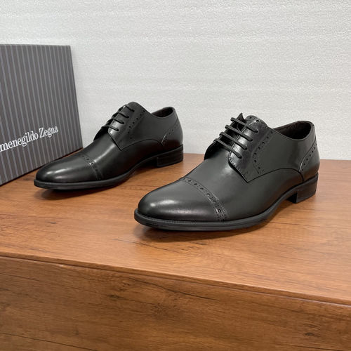 Zegna Brogue Cap-Toe Leather Derby Shoes