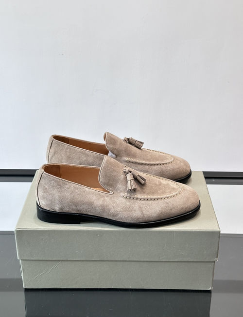Brunello Cucinelli BC Tassel Suede Loafer Leather Shoes