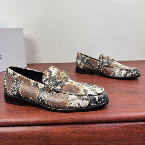 Versace Crocodile Embossed Leather Loafers