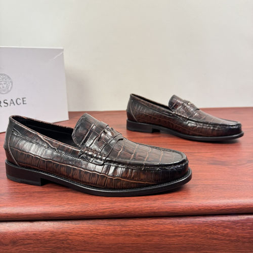 Versace Crocodile Pattern Leather Loafers