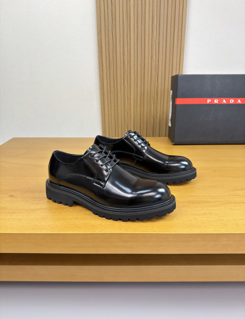 Prada Handcrafted Leather Dress Shoes With TPU Sole