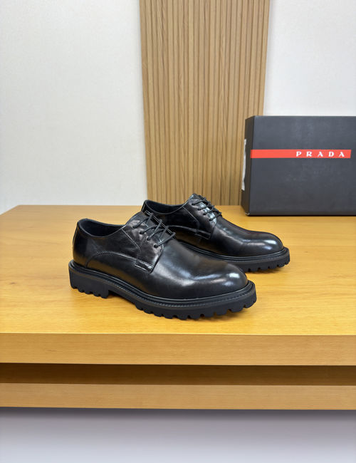 Prada Grained Calfskin Leather Formal Shoes