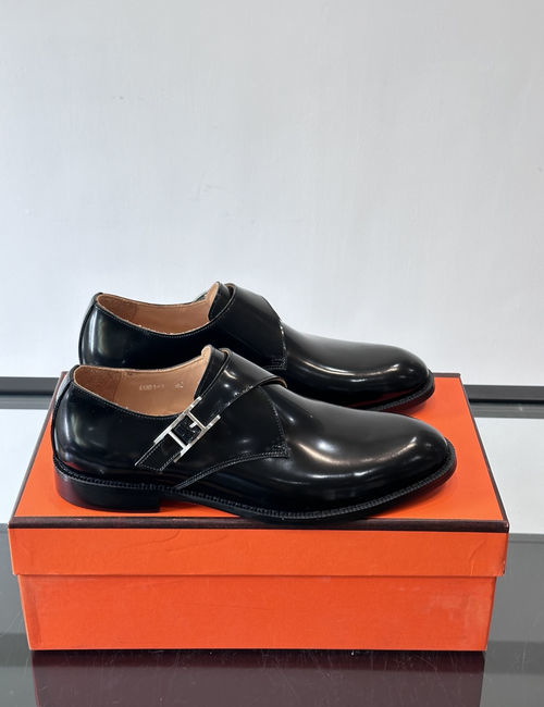 Hermes Monk Shoes Cowhide Leather Sole