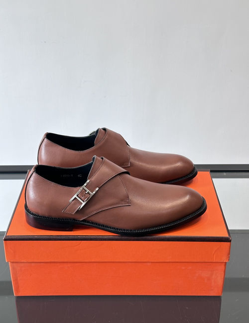 Hermes Monk Shoes Cowhide Leather Sole