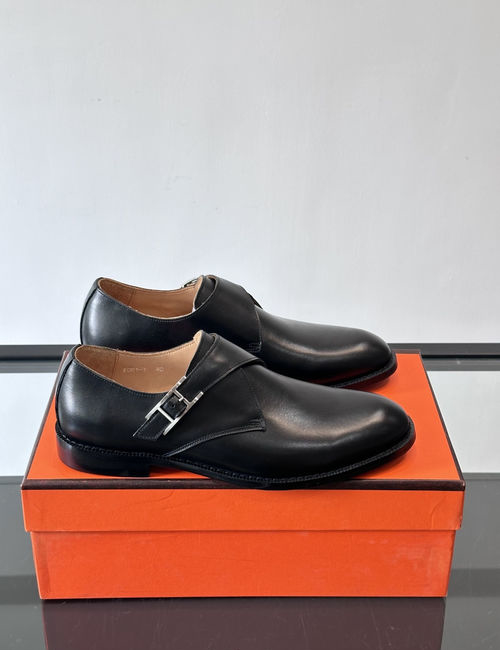 Hermes Monk Shoes Cowhide Leather Sole