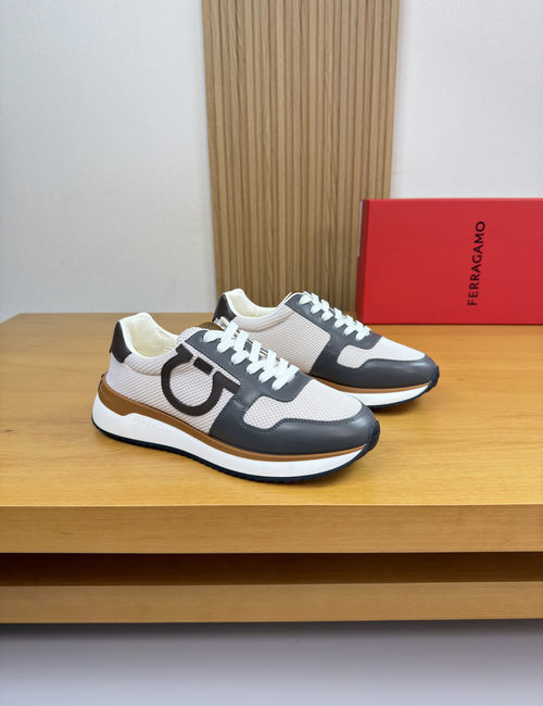 Ferragamo Casual Sneakers Premium Leather Upper Lining TPU Sole