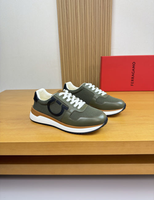 Ferragamo Casual Sneakers Premium Leather Upper Lining TPU Sole