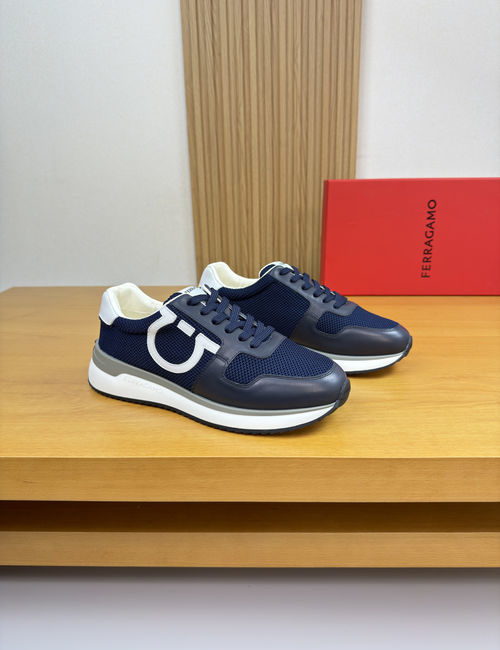 Ferragamo Casual Sneakers Premium Leather Upper Lining TPU Sole