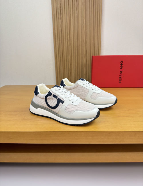 Ferragamo Casual Sneakers Premium Leather Upper Lining TPU Sole