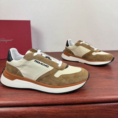 Ferragamo Suede Nylon Low-top Casual Sneakers